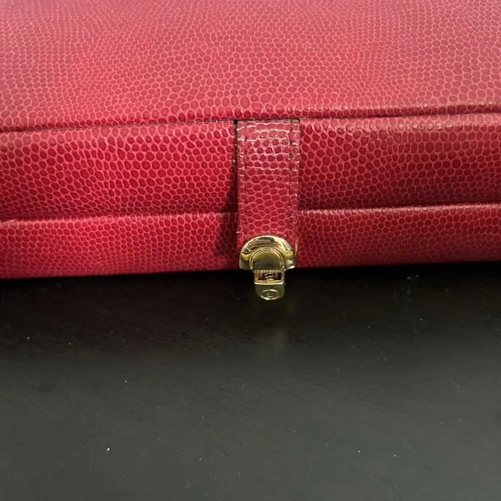 Vintage WOLF DESIGNS Red Lizard Leather Travel Jewelry Watch Case Organizer
